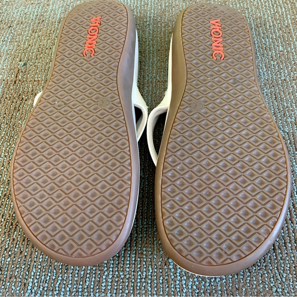 Vionic Orthaheel Cream Iridescent Sequins Tide Toe Post Thong Sandals size 8 39 - Picture 11 of 12